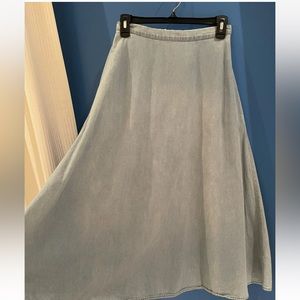 Vintage High Waisted A Line Flare Midi Denim Skirt S Saks Fifth Ave 100% Cotton